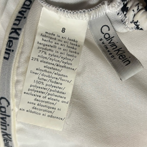 Calvin Klein Black and White One Piece Swimsuit Scoop Neck Adjustable Straps - Picture 2 of 7